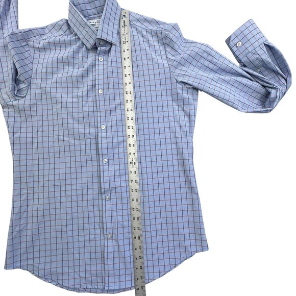 Mizzen + Main Performance Shirt Mens M Blue Plaid Trim Fit Stretch - Picture 9 of 10